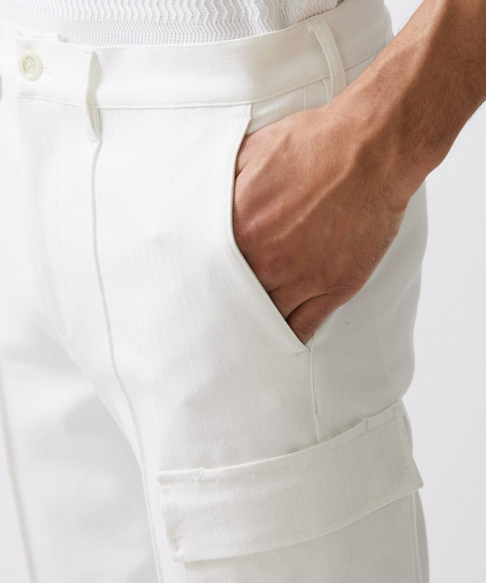 MNLDX62250 MICHEL KLEIN HOMME(ミッシェルクラン オム) プレビアシャンブレーカーゴパンツ 撥水 ホワイト(90)