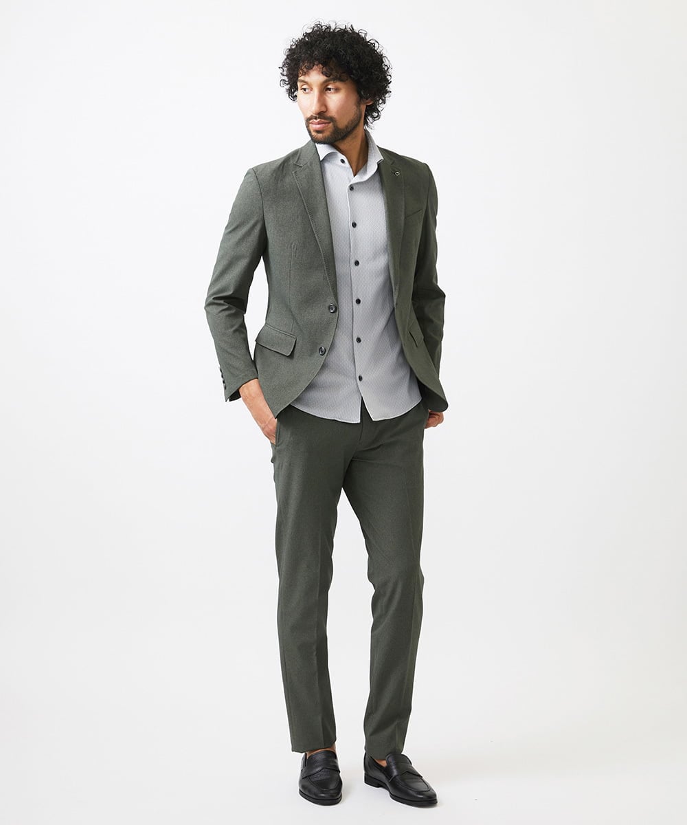 MNLGC64230 MICHEL KLEIN HOMME(ミッシェルクラン オム) メッシュスラックスパンツ セットアップ カーキ