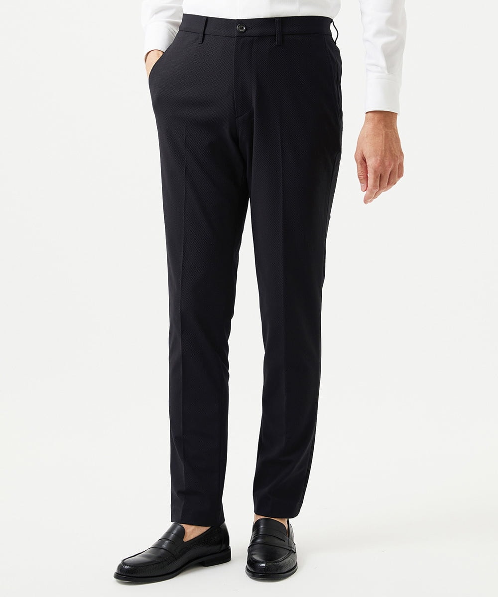 MNLGD03230 MICHEL KLEIN HOMME(ミッシェルクラン オム) 【セットアップ】コットンライクストレッチスラックスパンツ ブラック