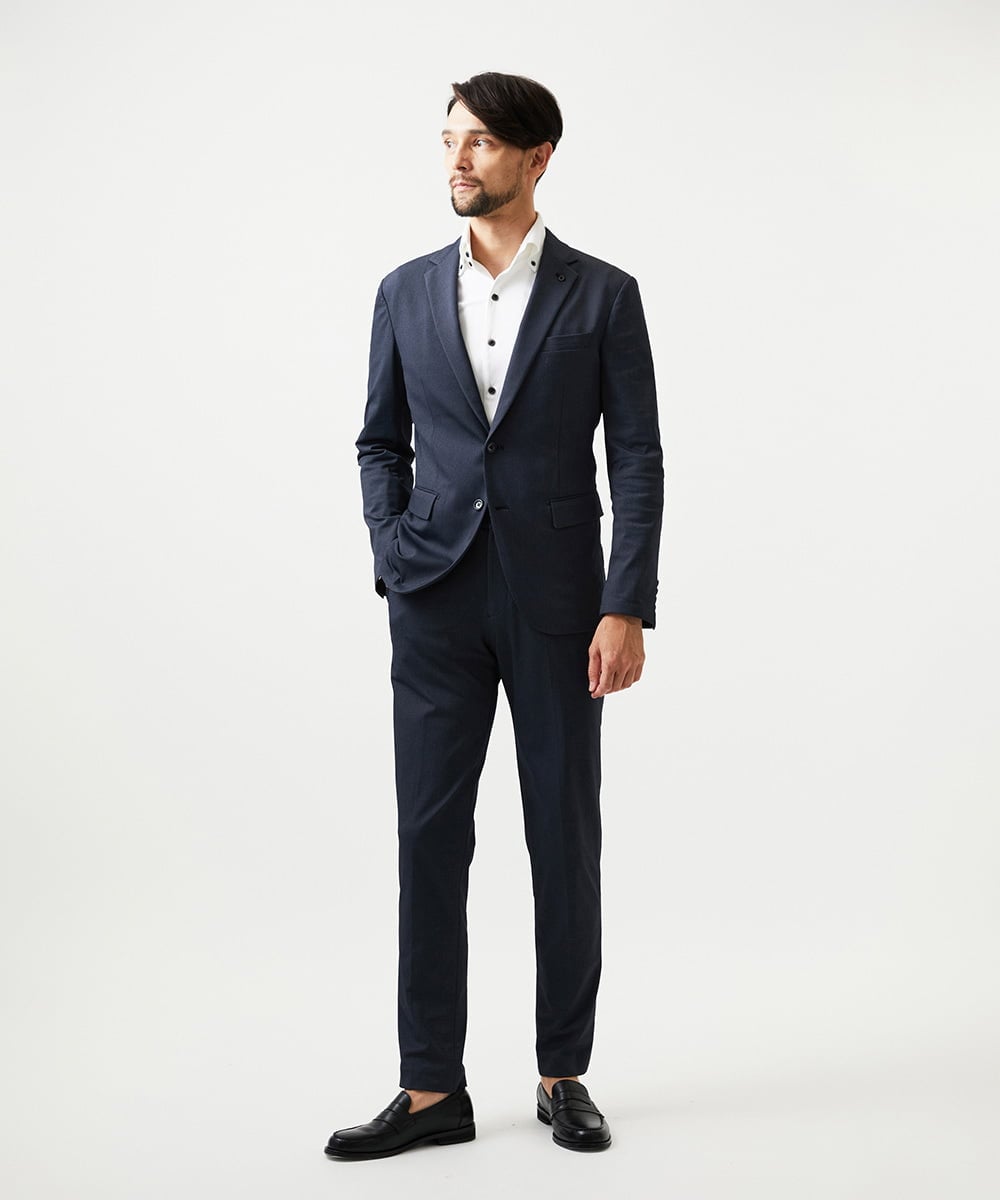 MNLGD04200 MICHEL KLEIN HOMME(ミッシェルクラン オム) 【セットアップ】ストレッチスラックスパンツ ネイビー