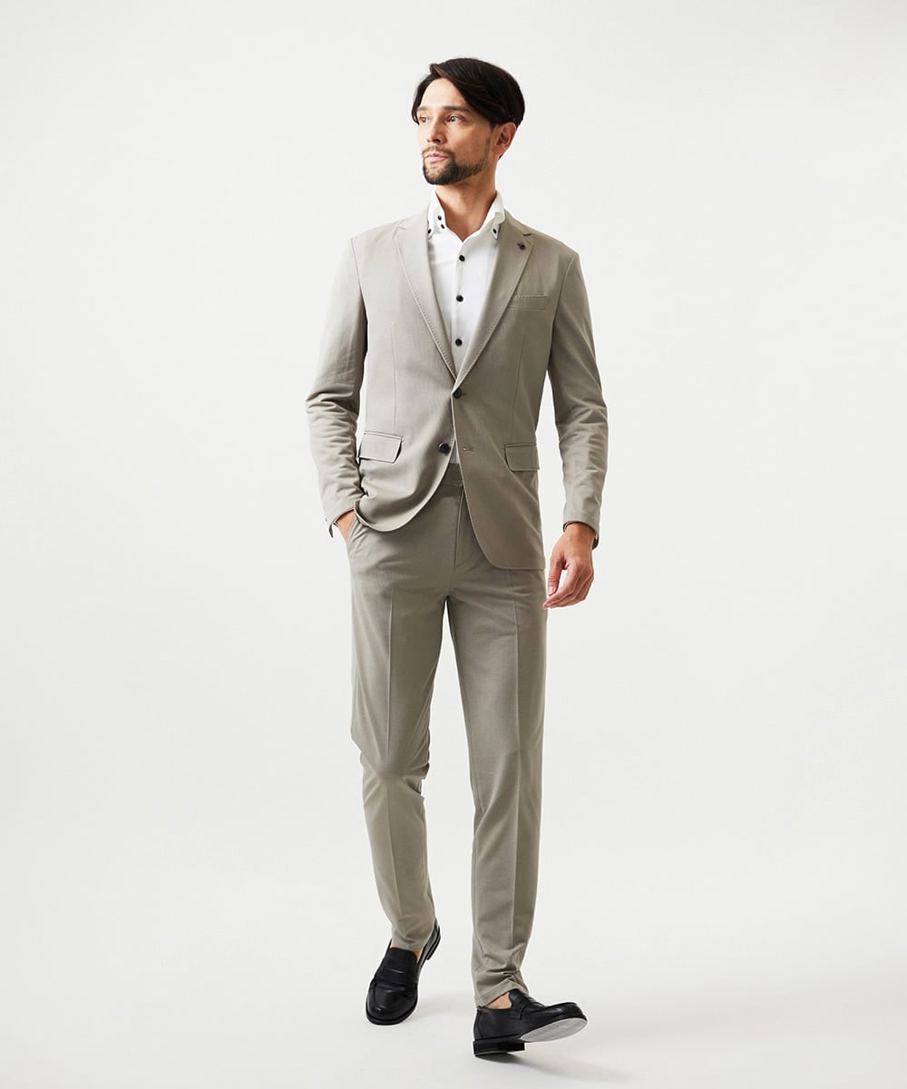 MNLGD55200 MICHEL KLEIN HOMME(ミッシェルクラン オム) 【セットアップ】メッシュテーラードスラックスパンツ ベージュ