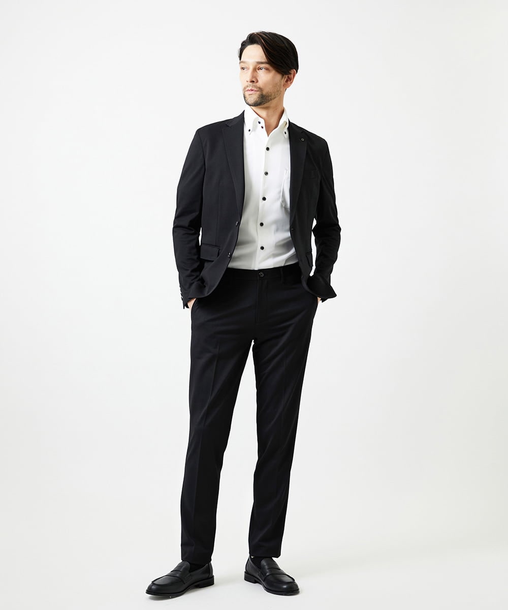 MNLGD55200 MICHEL KLEIN HOMME(ミッシェルクラン オム) 【セットアップ】メッシュテーラードスラックスパンツ ブラック