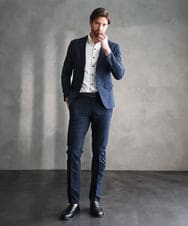 MNLGF06230 MICHEL KLEIN HOMME(ミッシェルクラン オム) 【セットアップ】メッシュプリントスラックスパンツ ネイビー