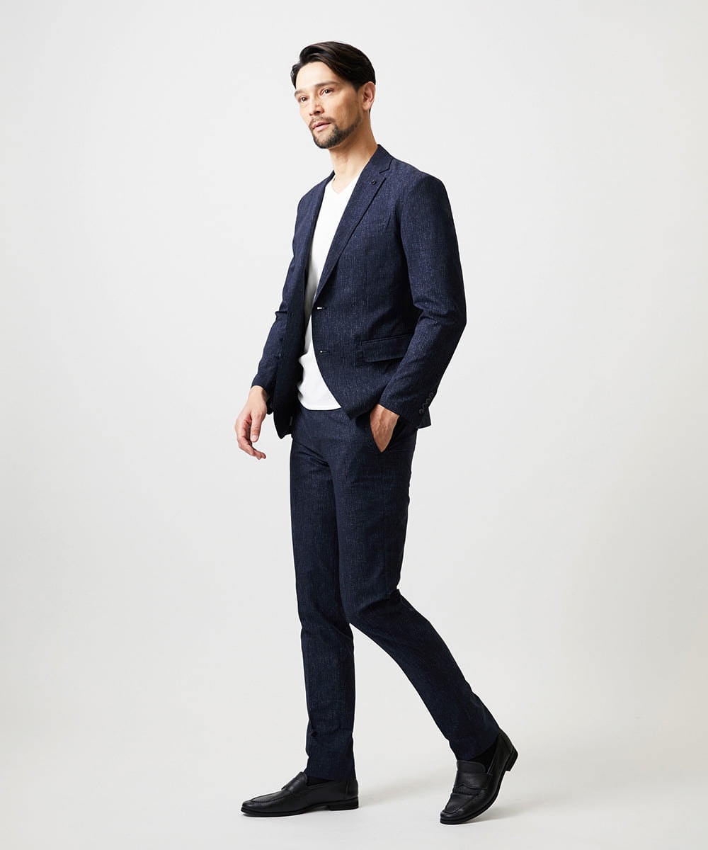 MNLGF06230 MICHEL KLEIN HOMME(ミッシェルクラン オム) 【セットアップ】メッシュプリントスラックスパンツ ネイビー