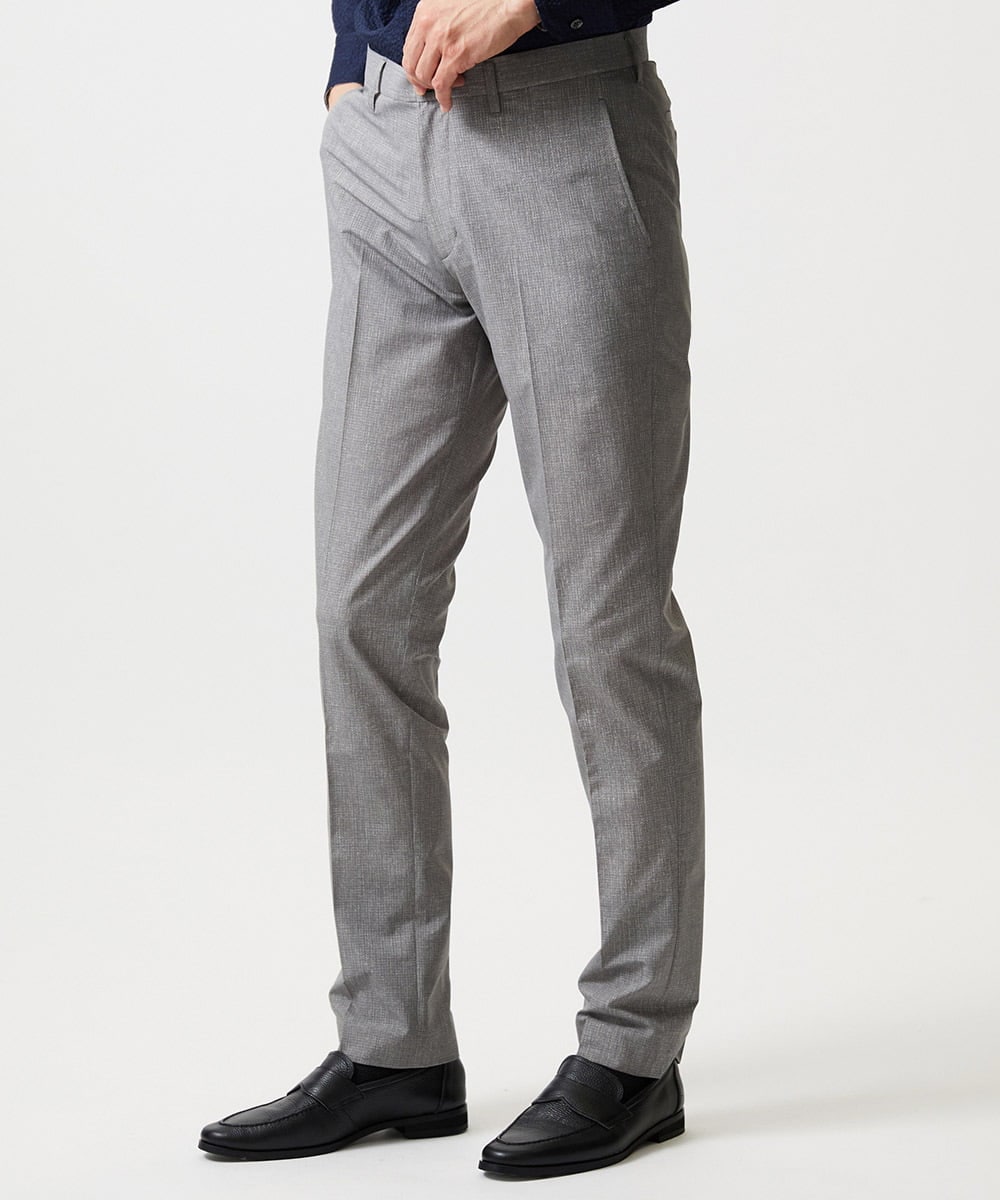 MNLGF06230 MICHEL KLEIN HOMME(ミッシェルクラン オム) 【セットアップ】メッシュプリントスラックスパンツ ライトグレー