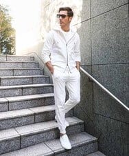 MNLGF58230 MICHEL KLEIN HOMME(ミッシェルクラン オム) 【セットアップ】ジャカードリラックスパンツ ホワイト