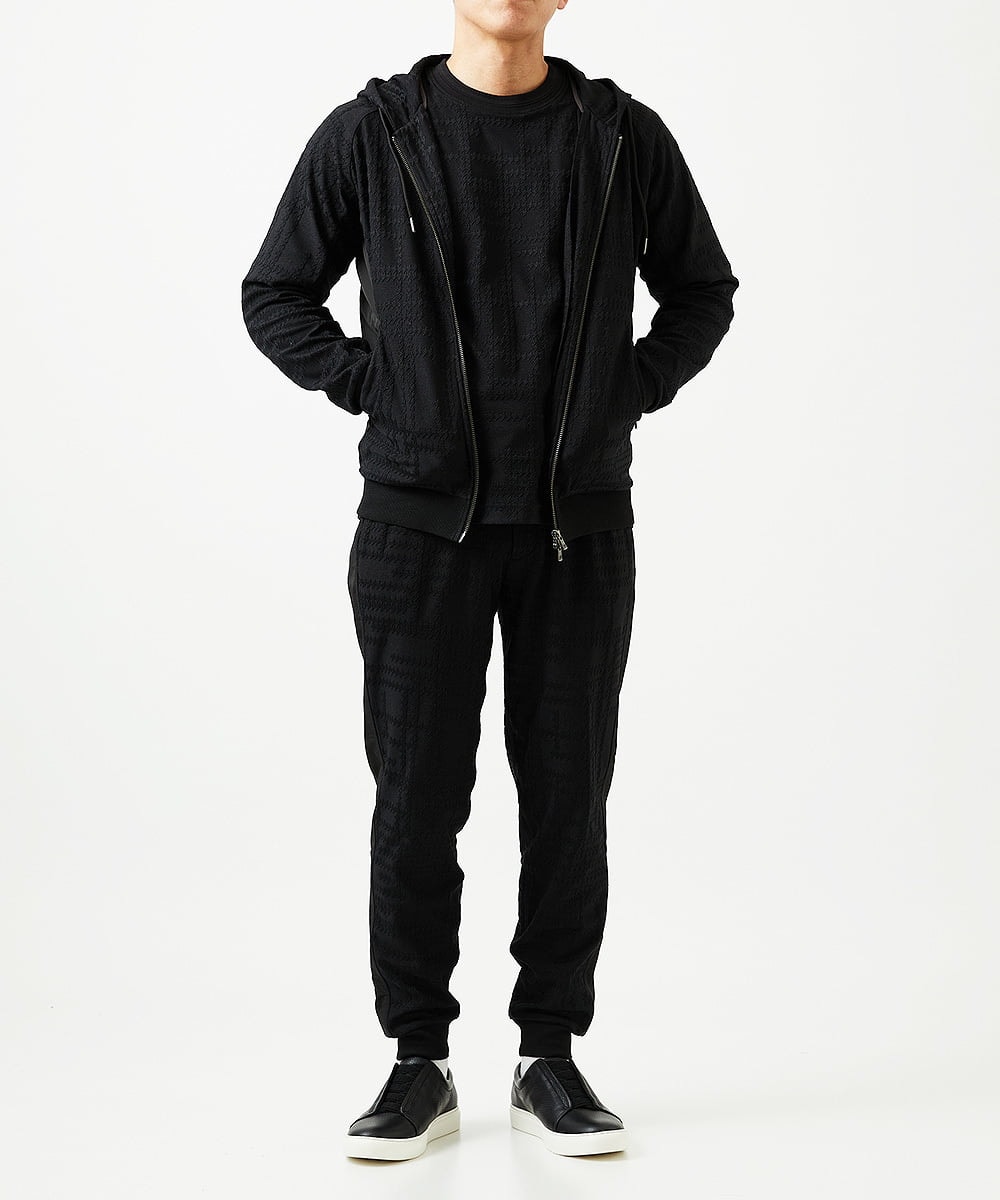 MNLGF58230 MICHEL KLEIN HOMME(ミッシェルクラン オム) 【セットアップ】ジャカードリラックスパンツ ブラック