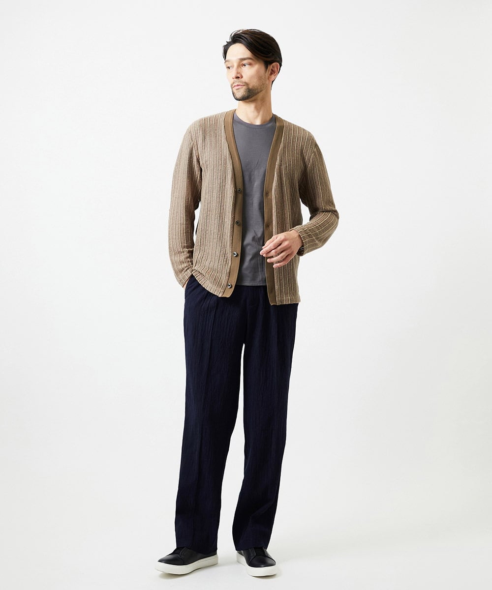 MNLGF72250 MICHEL KLEIN HOMME(ミッシェルクラン オム) 楊柳ワイドスラックスパンツ ネイビー