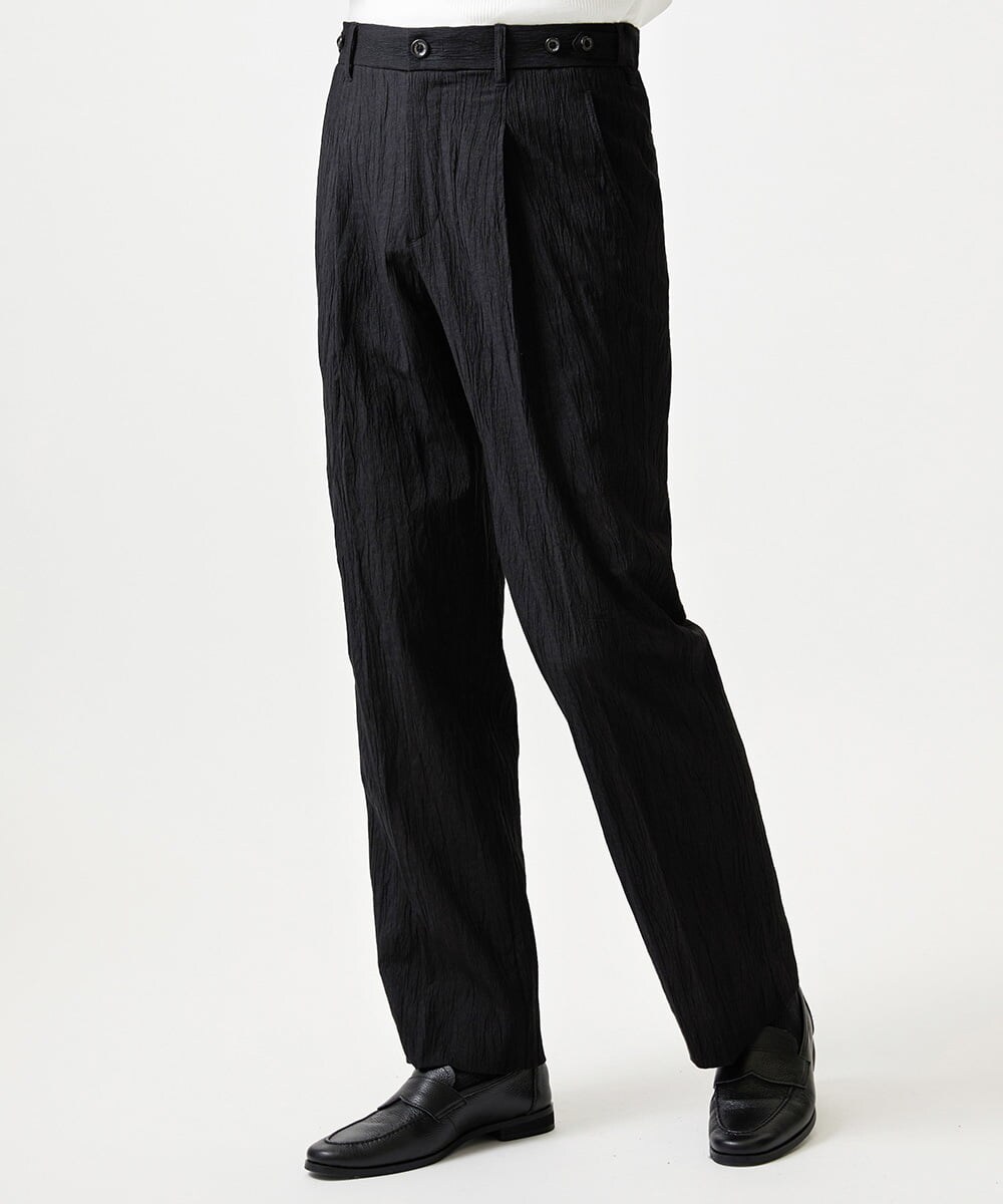 MNLGF72250 MICHEL KLEIN HOMME(ミッシェルクラン オム) 楊柳ワイドスラックスパンツ ブラック