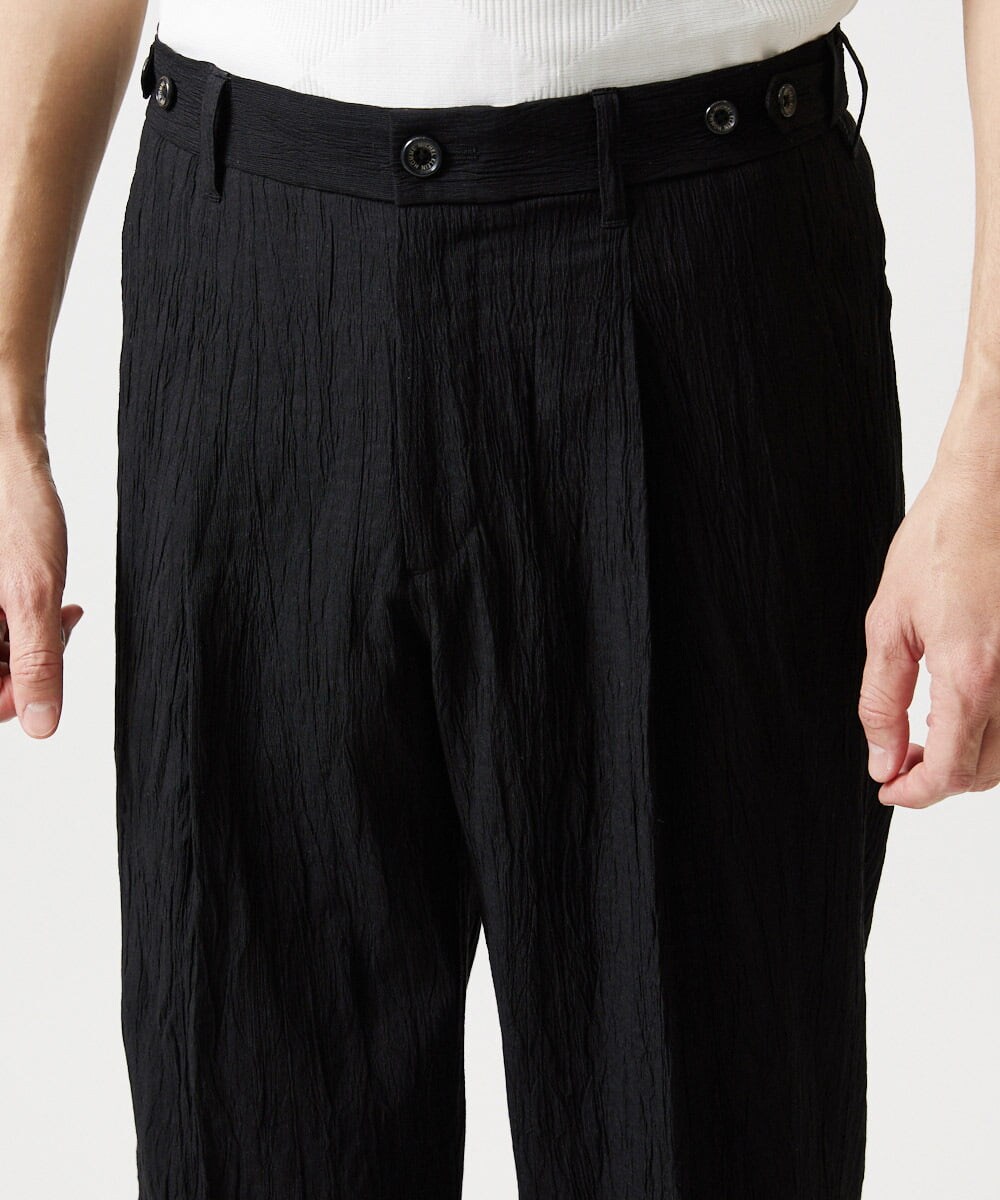 MNLGF72250 MICHEL KLEIN HOMME(ミッシェルクラン オム) 楊柳ワイドスラックスパンツ ブラック