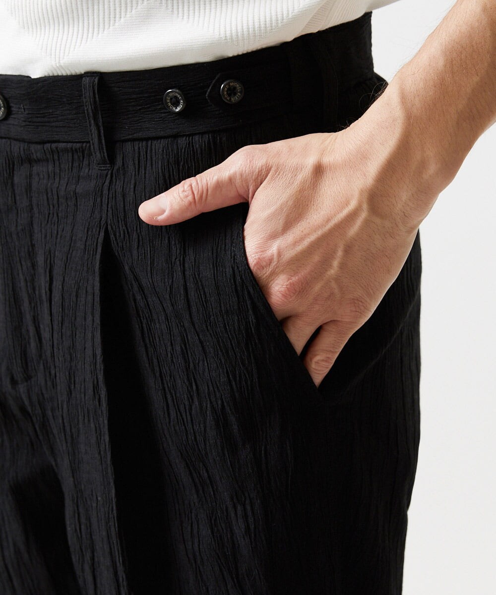 MNLGF72250 MICHEL KLEIN HOMME(ミッシェルクラン オム) 楊柳ワイドスラックスパンツ ブラック