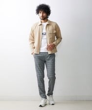 MNLGS03210 MICHEL KLEIN HOMME(ミッシェルクラン オム) チェック柄サッカースラックスパンツ ライトブルー(50)