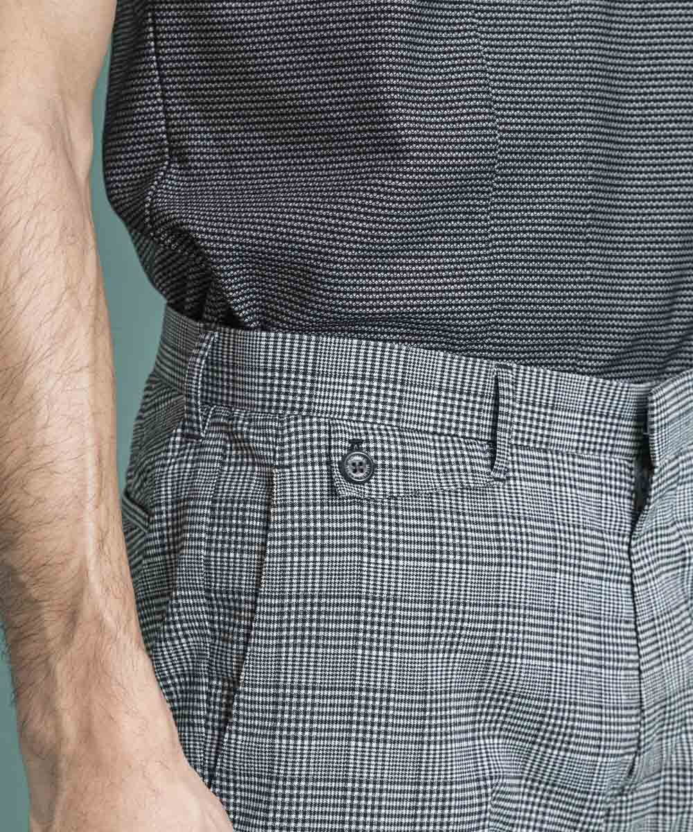 MNLGS03210 MICHEL KLEIN HOMME(ミッシェルクラン オム) チェック柄サッカースラックスパンツ ライトブルー(50)