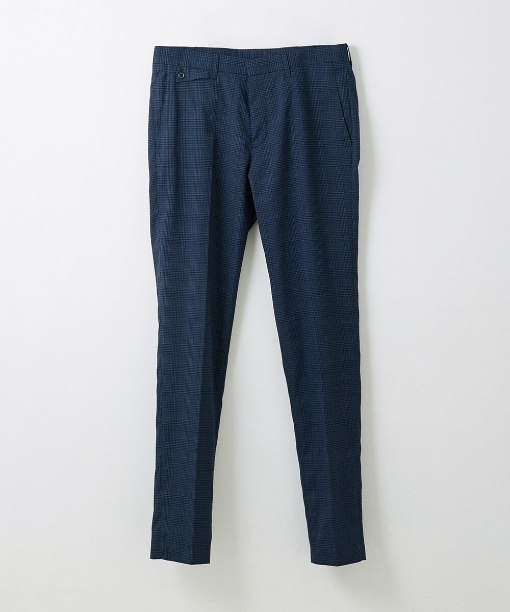 MNLGS03210 MICHEL KLEIN HOMME(ミッシェルクラン オム) チェック柄サッカースラックスパンツ ブルー(55)
