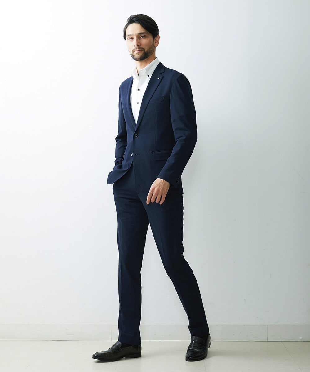 MNLGS04190 MICHEL KLEIN HOMME(ミッシェルクラン オム) メッシュストレッチスラックスパンツ ネイビー