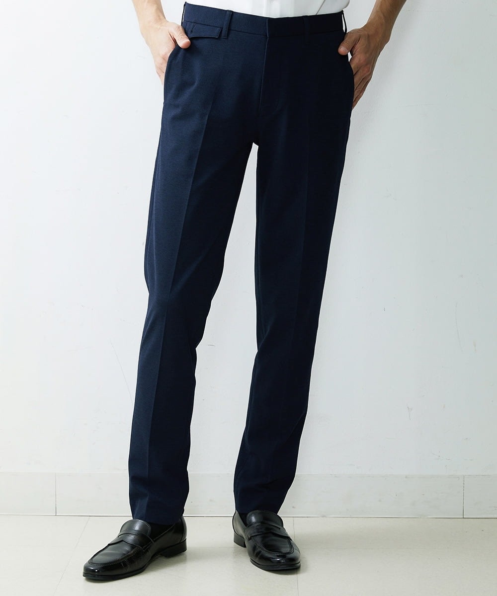 MNLGS04190 MICHEL KLEIN HOMME(ミッシェルクラン オム) メッシュストレッチスラックスパンツ ネイビー