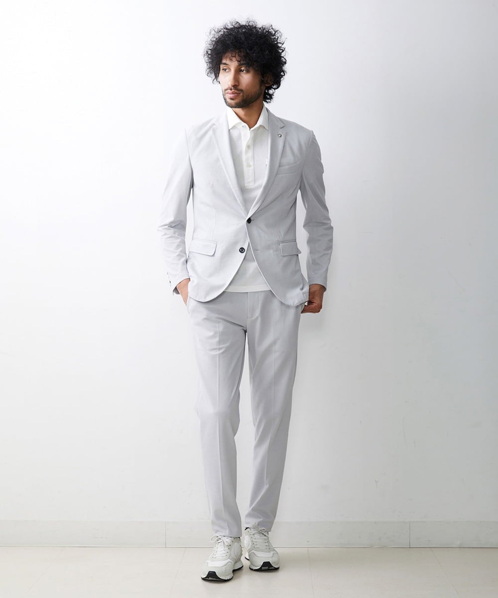 MNLGS04190 MICHEL KLEIN HOMME(ミッシェルクラン オム) メッシュストレッチスラックスパンツ ライトグレー