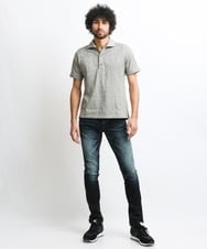 MNLGS29330 MICHEL KLEIN HOMME(ミッシェルクラン オム) 《日本製》ブラックコーティングデニムパンツ ネイビー