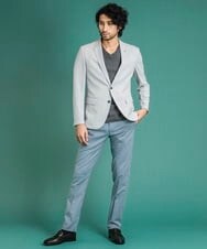MNLGS36190 MICHEL KLEIN HOMME(ミッシェルクラン オム) クールストレッチスラックスパンツ ライトブルー(50)
