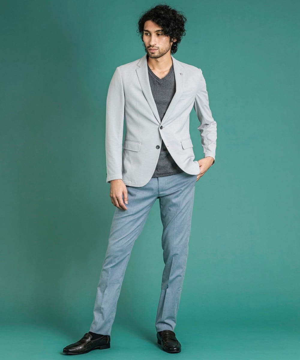 MNLGS36190 MICHEL KLEIN HOMME(ミッシェルクラン オム) クールストレッチスラックスパンツ ライトブルー(50)