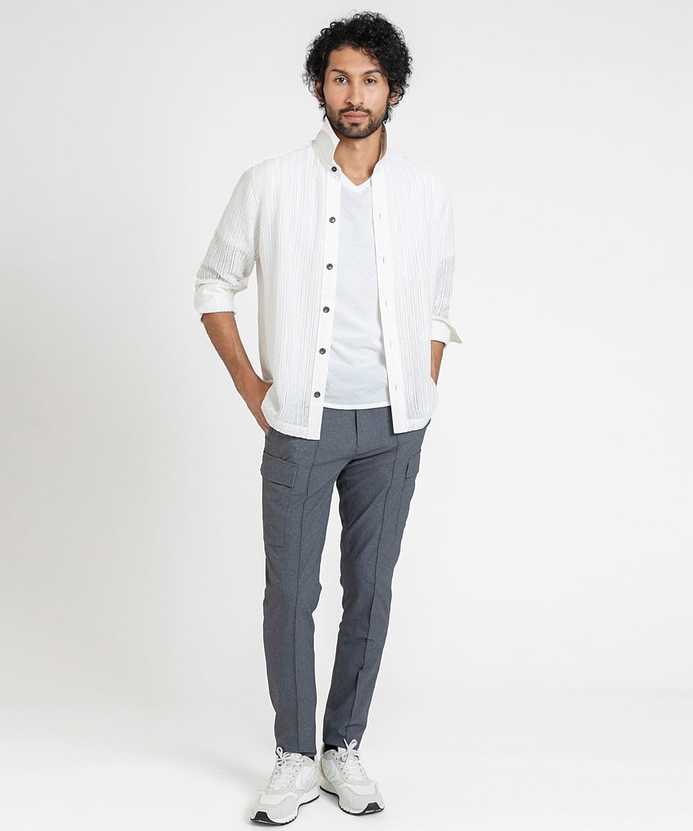 MNLGV54250 MICHEL KLEIN HOMME(ミッシェルクラン オム) メッシュスラックスカーゴパンツ グレー