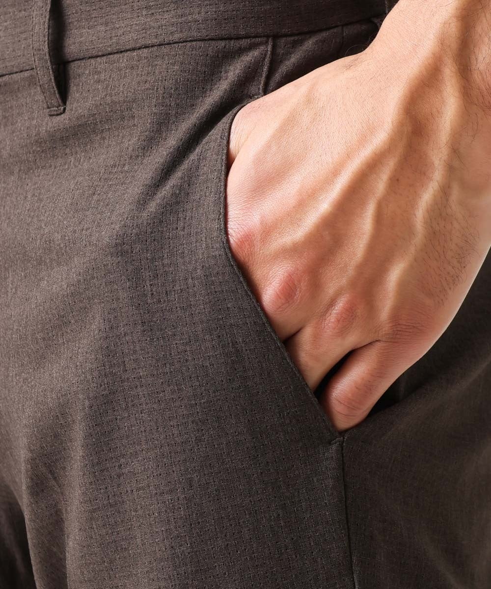 MNLGV64230 MICHEL KLEIN HOMME(ミッシェルクラン オム) メッシュスラックスパンツ セットアップ ブラウン