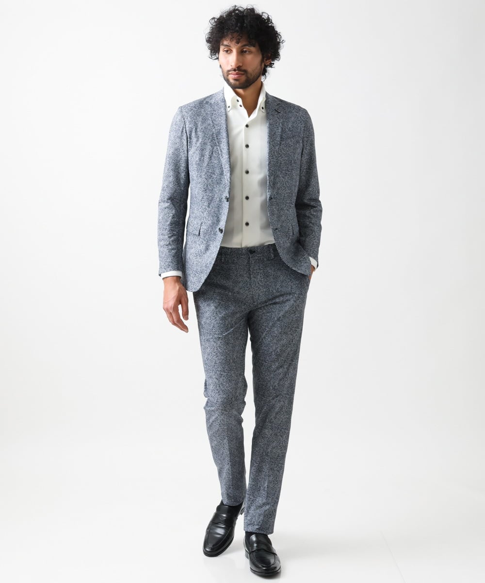 MNLGX06210 MICHEL KLEIN HOMME(ミッシェルクラン オム) 総柄メッシュスラックスパンツ セットアップ ブルー