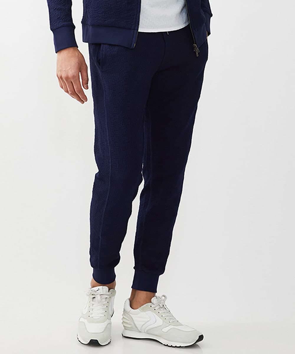 MNLGX59210 MICHEL KLEIN HOMME(ミッシェルクラン オム) ブランドロゴ刺繍入りニットパンツ セットアップ ネイビー