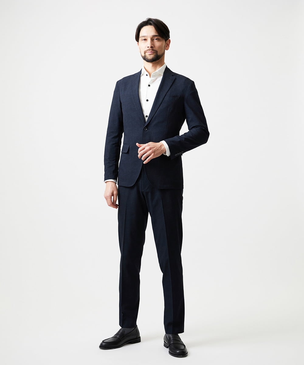 MNLHF08230 MICHEL KLEIN HOMME(ミッシェルクラン オム) 【セットアップ】グレンチェック柄スラックスパンツ ネイビー