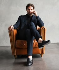 MNLHF08230 MICHEL KLEIN HOMME(ミッシェルクラン オム) 【セットアップ】グレンチェック柄スラックスパンツ ネイビー