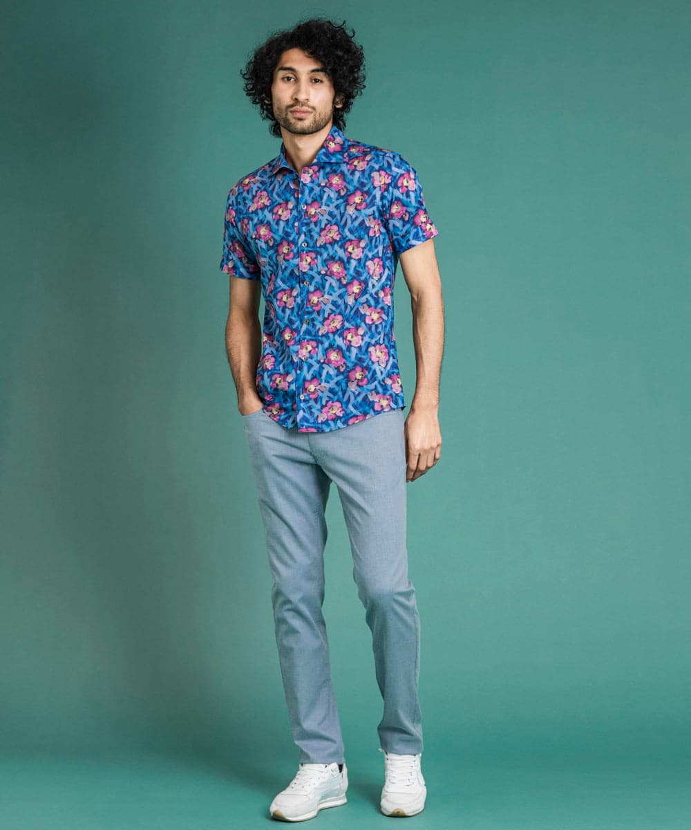 MNLHS35170 MICHEL KLEIN HOMME(ミッシェルクラン オム) クールツイルストレッチパンツ ライトブルー(50)