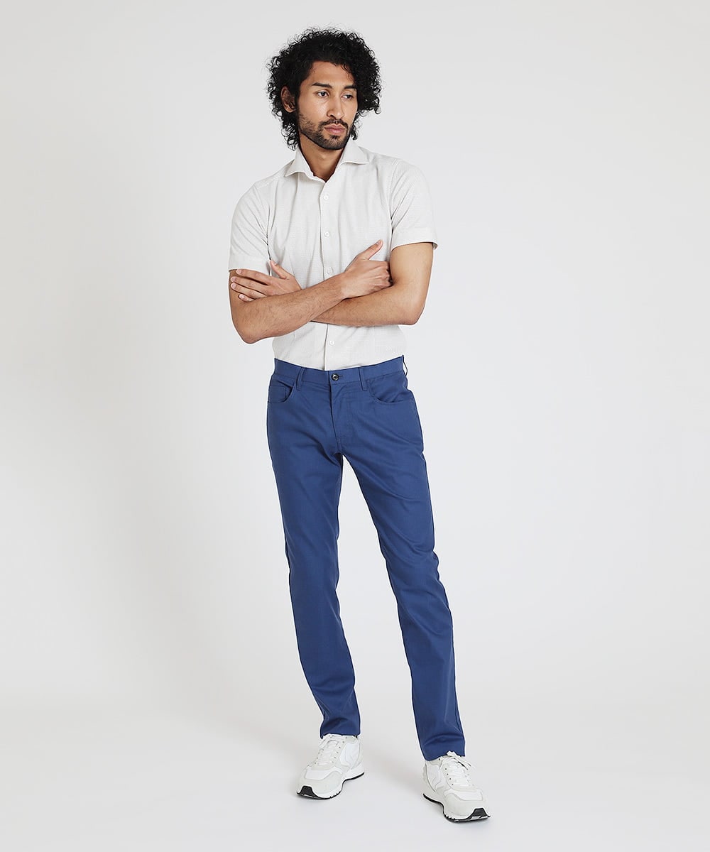 MNLHS35170 MICHEL KLEIN HOMME(ミッシェルクラン オム) クールツイルストレッチパンツ ブルー（55）