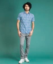 MNLHS35170 MICHEL KLEIN HOMME(ミッシェルクラン オム) クールツイルストレッチパンツ ライトグレー(91)