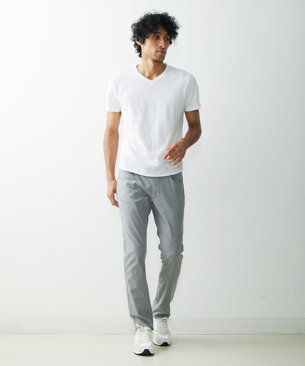 MNLHS35170 MICHEL KLEIN HOMME(ミッシェルクラン オム) クールツイルストレッチパンツ ライトグレー(91)