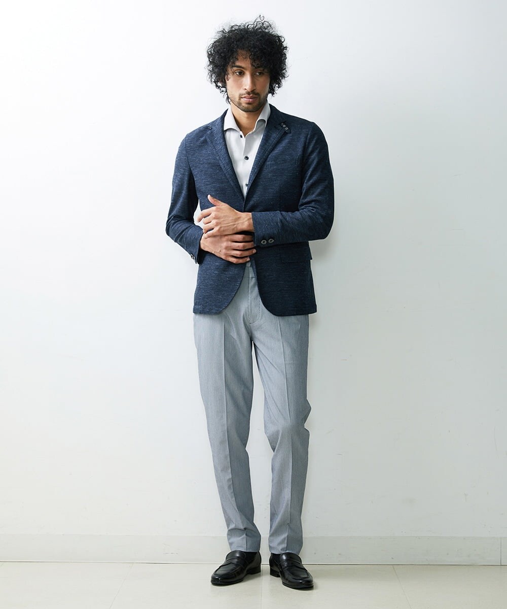 MNLHS39190 MICHEL KLEIN HOMME(ミッシェルクラン オム) ストライプストレッチパンツ ブルー(55)