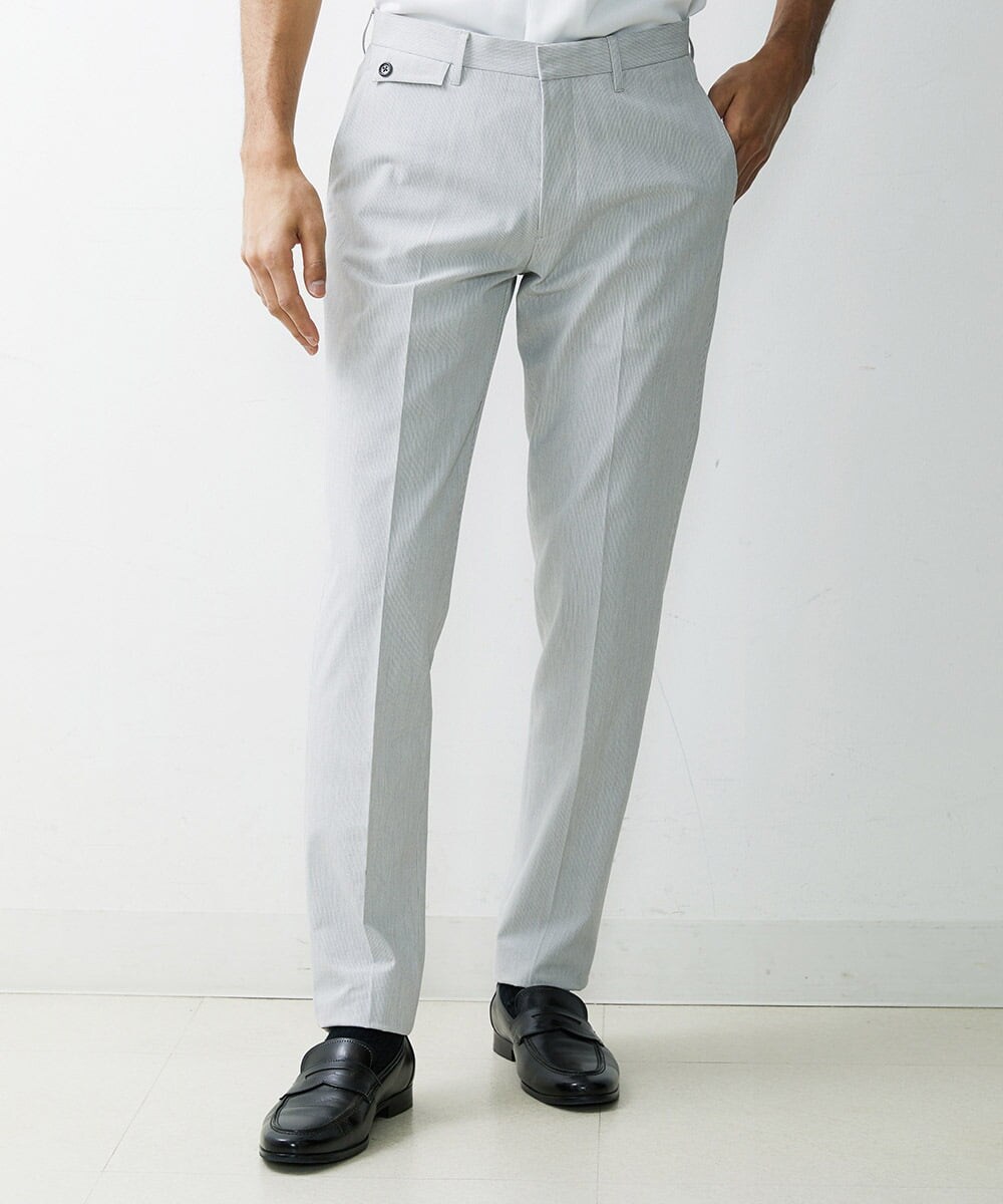 MNLHS39190 MICHEL KLEIN HOMME(ミッシェルクラン オム) ストライプストレッチパンツ ライトグレー(91)