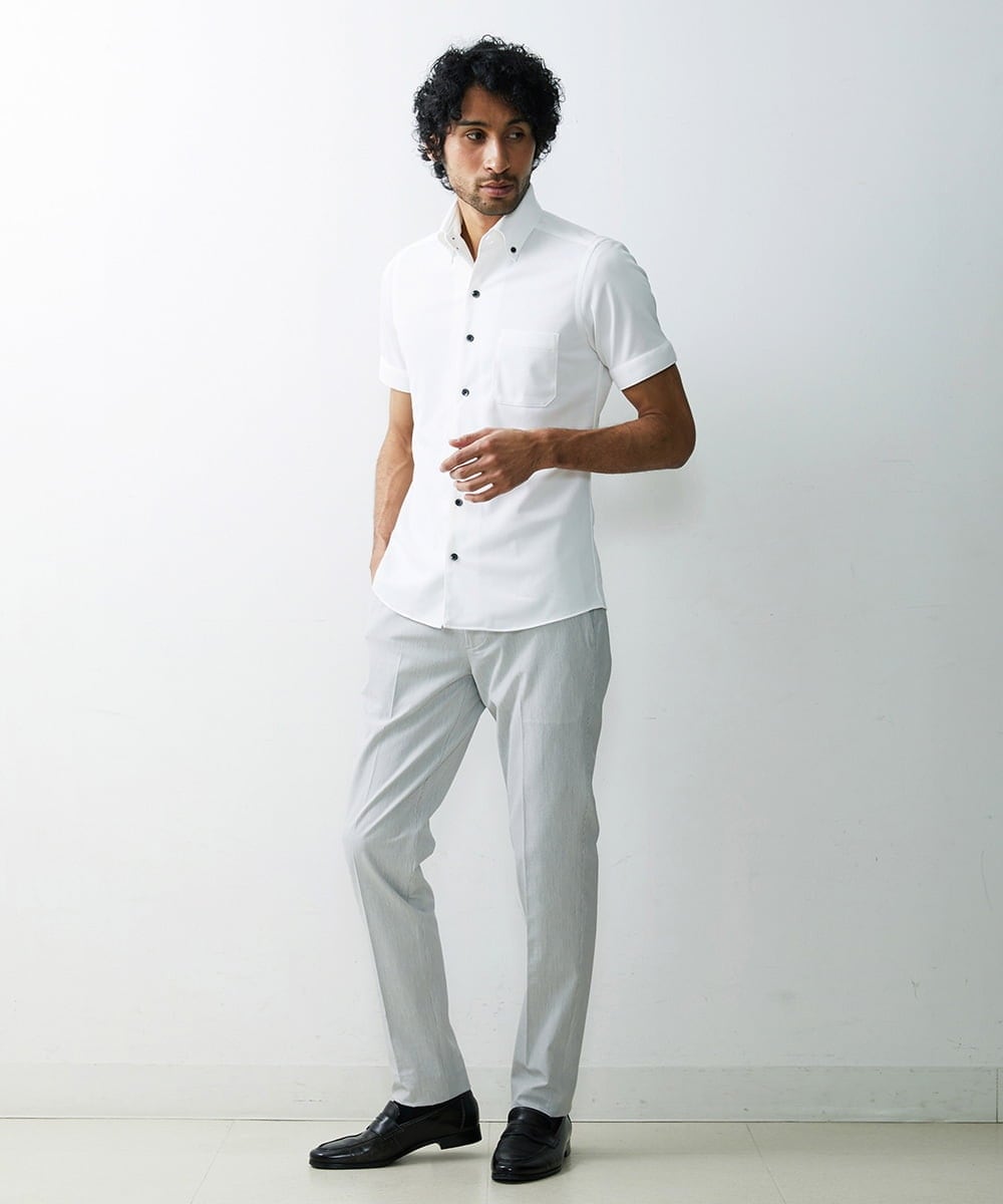 MNLHS39190 MICHEL KLEIN HOMME(ミッシェルクラン オム) ストライプストレッチパンツ ライトグレー(91)