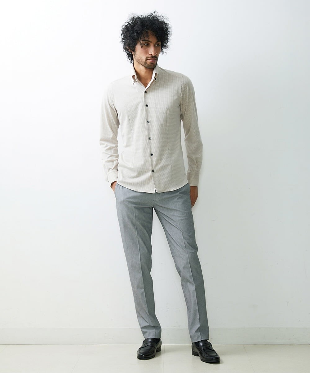 MNLHS39190 MICHEL KLEIN HOMME(ミッシェルクラン オム) ストライプストレッチパンツ ブラック(94)