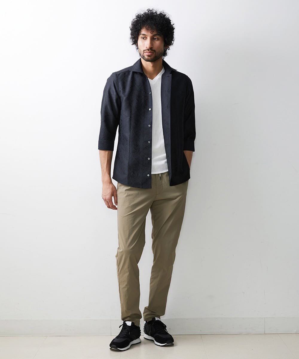 MNLHS41210 MICHEL KLEIN HOMME(ミッシェルクラン オム) ストレッチテーパードリラックスパンツ カーキ(36)