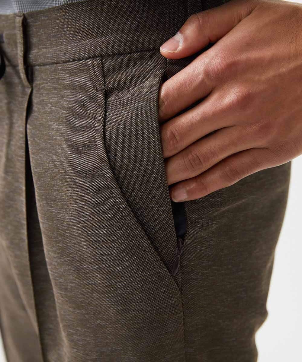 MNLJC07250 MICHEL KLEIN HOMME(ミッシェルクラン オム) カラミメッシュスラックスイージーパンツ　セットアップ ブラウン