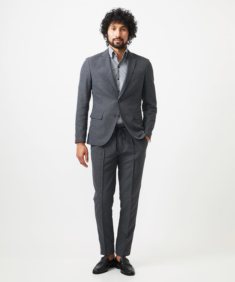 MNLJC07250 MICHEL KLEIN HOMME(ミッシェルクラン オム) カラミメッシュスラックスイージーパンツ　セットアップ ダークグレー