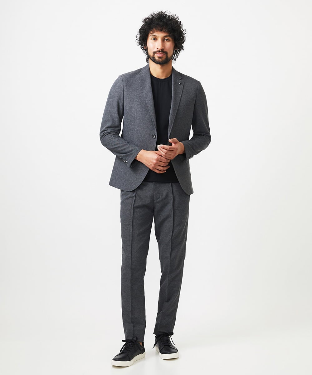 MNLJC07250 MICHEL KLEIN HOMME(ミッシェルクラン オム) カラミメッシュスラックスイージーパンツ　セットアップ ダークグレー
