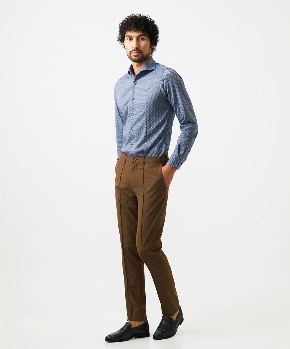MNLJC14230 MICHEL KLEIN HOMME(ミッシェルクラン オム) イージーケアスラックスパンツ ブラウン