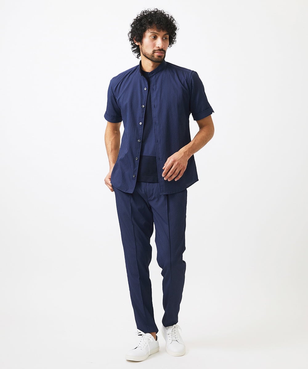 MNLJC63250 MICHEL KLEIN HOMME(ミッシェルクラン オム) ワンタックイージーパンツ ネイビー