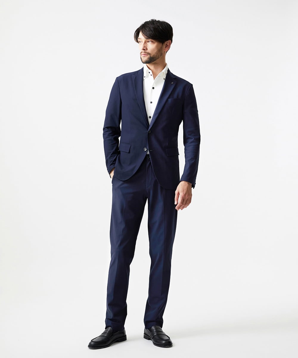 MNLJF01230 MICHEL KLEIN HOMME(ミッシェルクラン オム) 【セットアップ】トリコットメッシュスラックスジャケット ネイビー