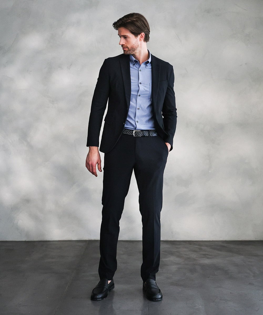 MNLJF01230 MICHEL KLEIN HOMME(ミッシェルクラン オム) 【セットアップ】トリコットメッシュスラックスジャケット ネイビー