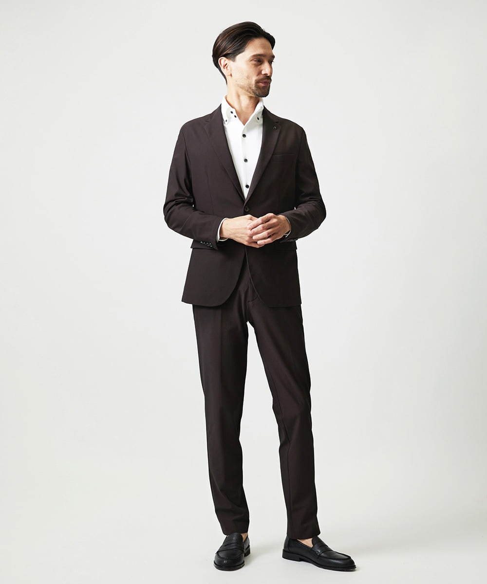 MNLJF01230 MICHEL KLEIN HOMME(ミッシェルクラン オム) 【セットアップ】トリコットメッシュスラックスジャケット ブラウン