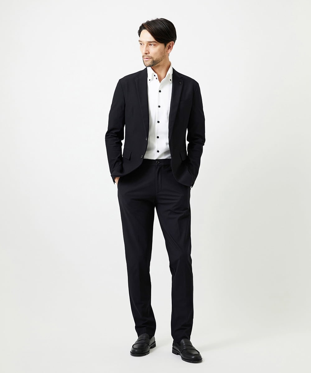 MNLJF01230 MICHEL KLEIN HOMME(ミッシェルクラン オム) 【セットアップ】トリコットメッシュスラックスジャケット ブラック