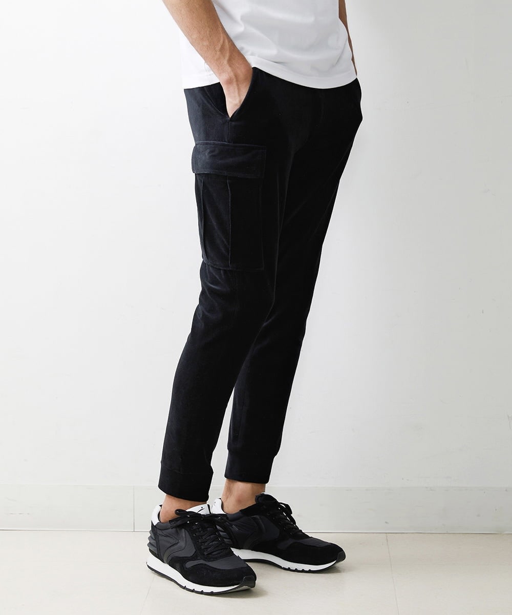 MNLJS07210 MICHEL KLEIN HOMME(ミッシェルクラン オム) ベロアカーゴパンツ ブラック(94)