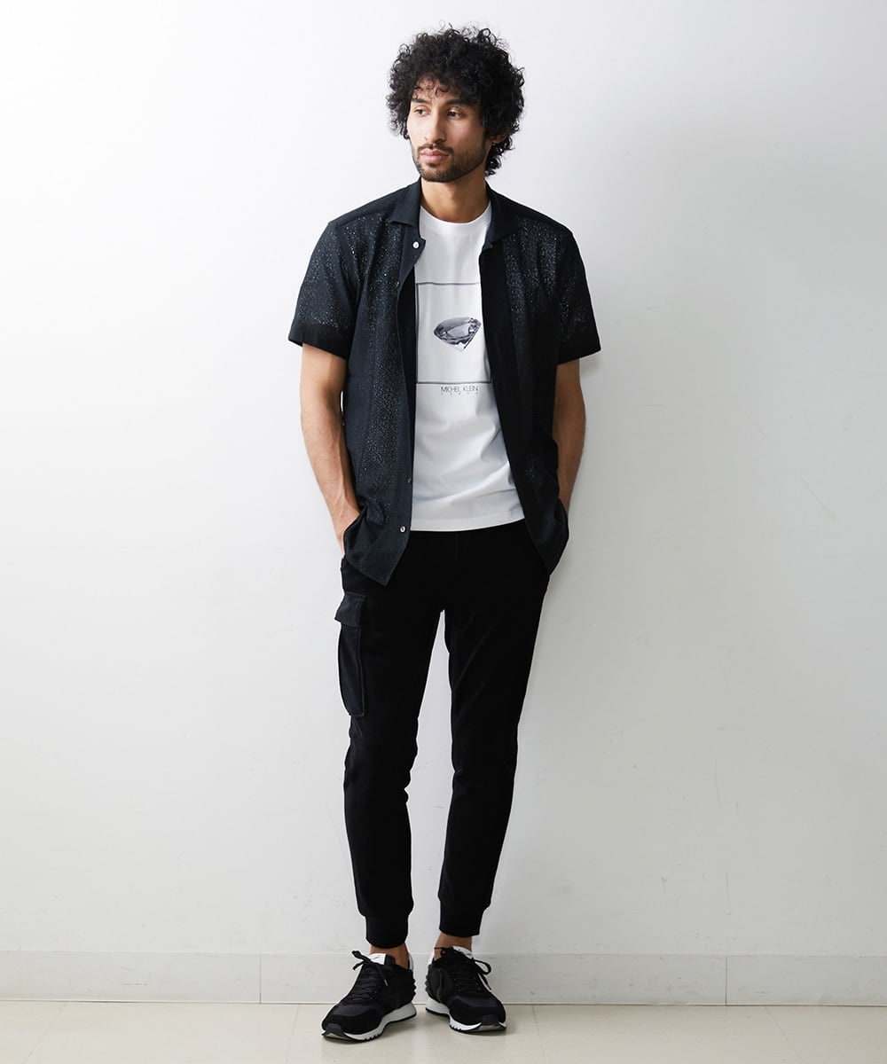 MNLJS07210 MICHEL KLEIN HOMME(ミッシェルクラン オム) ベロアカーゴパンツ ブラック(94)